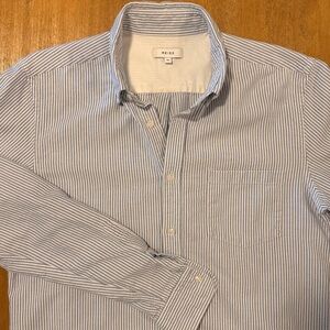 Reiss Blue Striped Oxford Men's Shirt. Slim Fit Medium.
